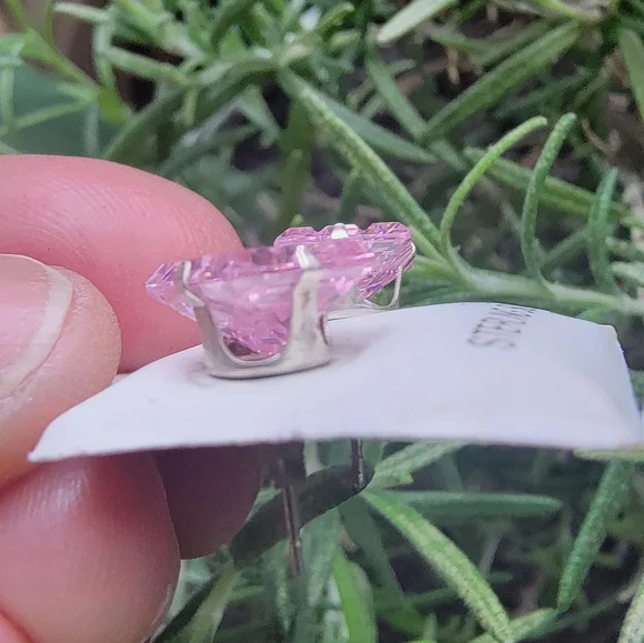 Vintage Pink Sterling Silver Earrings - Picture 4 of 4